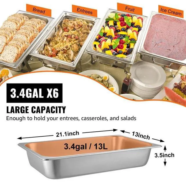 Alt view image 8 of 11 - VEVOR Steam Table Pans Bain-marie 6 Pack Catering Hotel Buffet Pans Buffet Food Pan