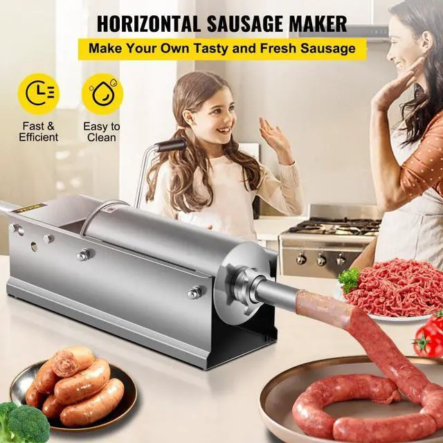 Alt view image 8 of 13 - Horizontal Sausage Stuffer Manual Sausage Stuffing Machine 5l Stainless Steel