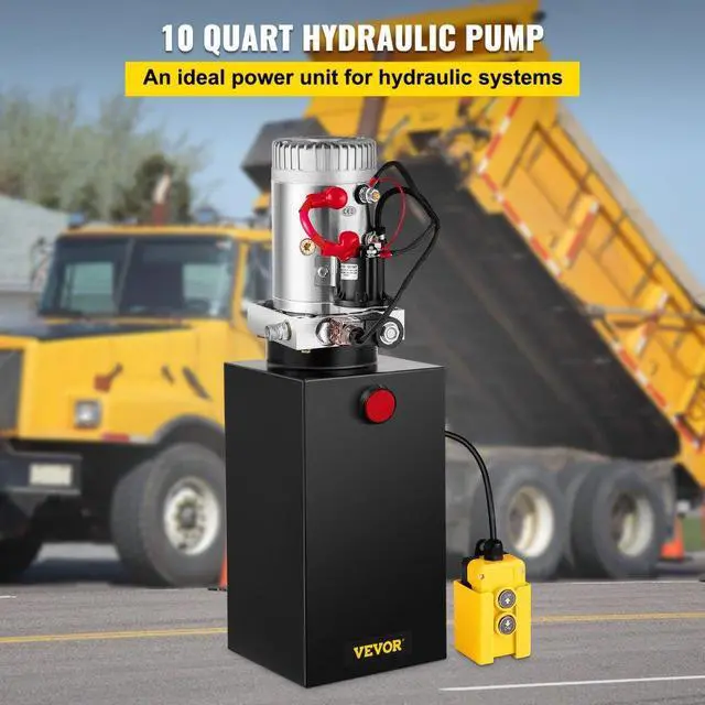 Alt view image 3 of 8 - VEVOR 10 Quart Single Acting Hydraulic Pump Dump Trailer Iron Crane Car