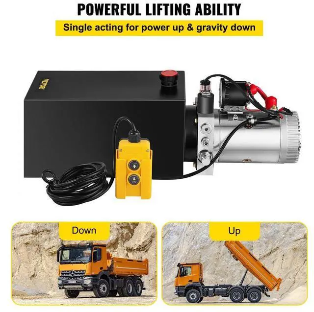 Alt view image 4 of 8 - VEVOR 10 Quart Single Acting Hydraulic Pump Dump Trailer Iron Crane Car