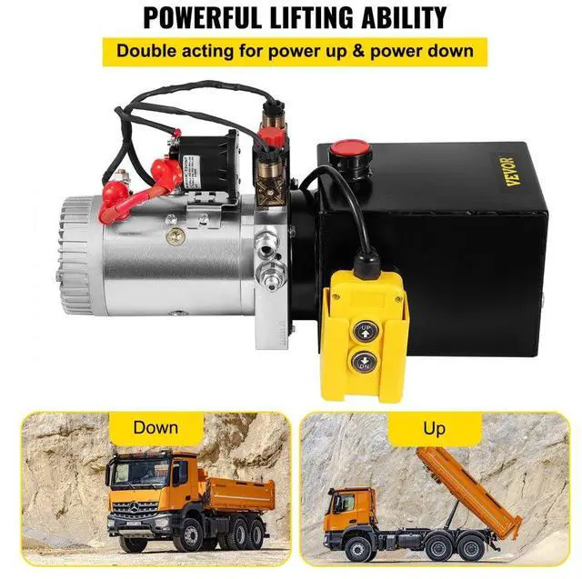 Alt view image 4 of 8 - VEVOR 4 Quart Double Acting Hydraulic Pump Dump Trailer Control Kit Car Power Unit