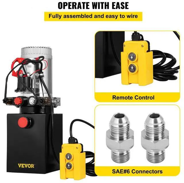 Alt view image 5 of 8 - VEVOR 4 Quart Double Acting Hydraulic Pump Dump Trailer Control Kit Car Power Unit