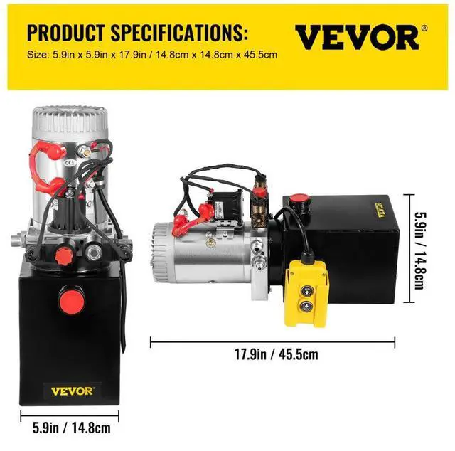 Alt view image 8 of 8 - VEVOR 4 Quart Double Acting Hydraulic Pump Dump Trailer Control Kit Car Power Unit