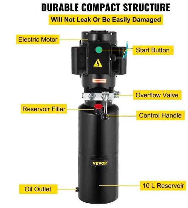 Alt view image 6 of 8 - VEVOR 110v Car Lift Hydraulic Power Unit Auto Lifts Hydraulic Pump 2.64gal Automotive