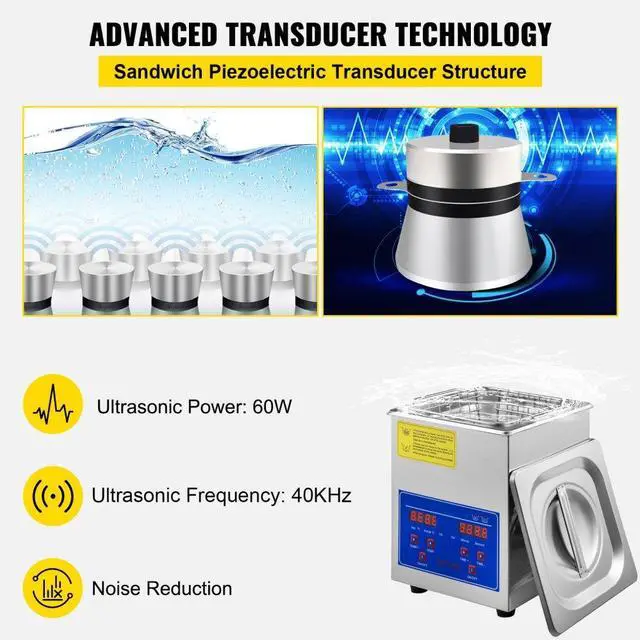 Alt view image 5 of 9 - VEVOR Ultrasonic Cleaner 2L Stainless Steel Digital Jewerly Lab Cleaner w/ Timer