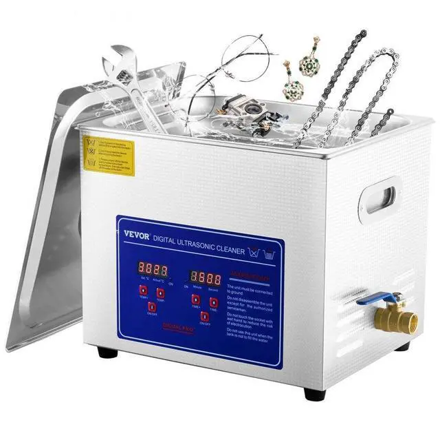Alt view image 3 of 9 - VEVOR New Stainless Steel 10 L Liter Industry Heated Ultrasonic Cleaner Heater w/Timer