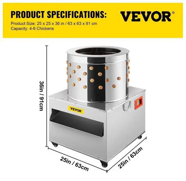 Alt view image 8 of 8 - VEVOR 60cm Chicken Plucker Plucking Machine Silica Gel Poultry Plucker Stainless Steel