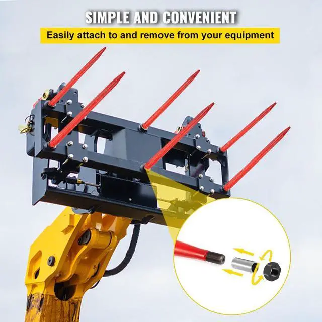 Alt view image 6 of 8 - VEVOR 32" 1350 lbs Capacity Square Hay Bale Spear Nut Tach Bobcat 1 3/8Wide Tine