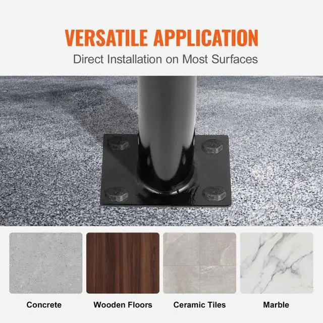 Alt view image 6 of 8 - VEVOR 2-step Handrail Single Post Handrail Round Metal Handrail For Stairs Aluminum