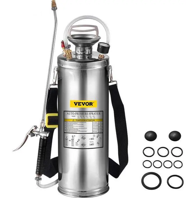 Alt view image 3 of 9 - VEVOR 3gal/10l Stainless Steel Sprayer Valve 3.3-inch Reinforced Hose Ground Cleaning
