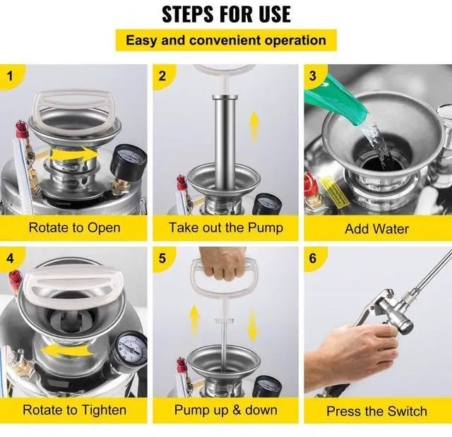 Alt view image 8 of 9 - VEVOR 3gal/10l Stainless Steel Sprayer Valve 3.3-inch Reinforced Hose Ground Cleaning