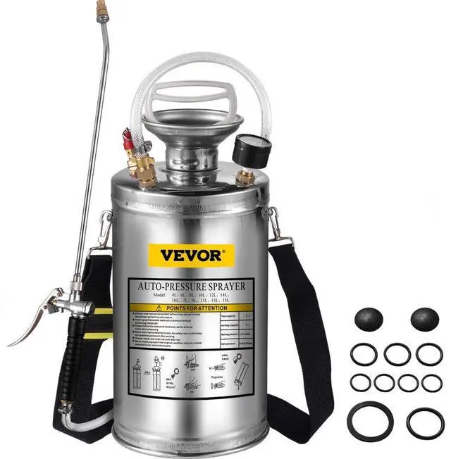 Alt view image 3 of 9 - VEVOR 1.5 Gal. Industrial Contractor Stainless Steel Concrete Sprayer Garden