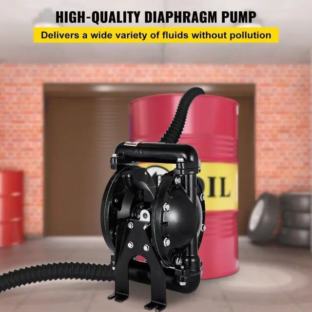 Alt view image 3 of 8 - VEVOR Air-operated Double Diaphragm Pump 1" Inlet Outlet Petroleum Fluids 35gpm 120psi