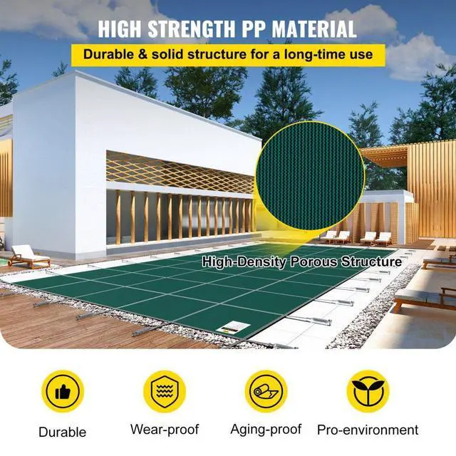 Alt view image 4 of 8 - VEVOR Swimming Pool Safety Cover Inground 18x38ft, Rectangle Safety Pool Cover