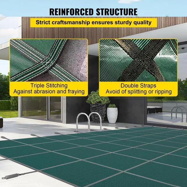 Alt view image 5 of 8 - VEVOR Swimming Pool Safety Cover Inground 18x42ft, Rectangle Safety Pool Cover