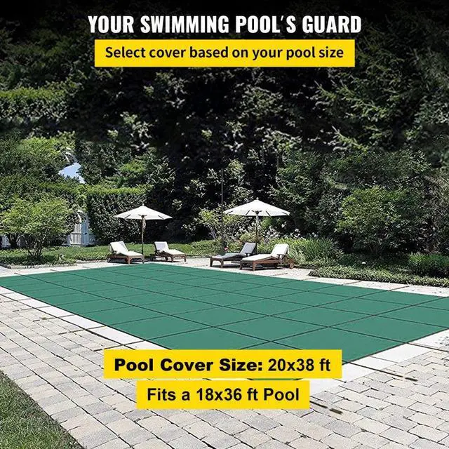 Alt view image 11 of 16 - VEVOR Pool Safety Cover Fits 18x36ft Rectangle Inground Safety Pool Cover Green Mesh Solid Pool Safety Cover for Swimming Pool Winter Safety Cover