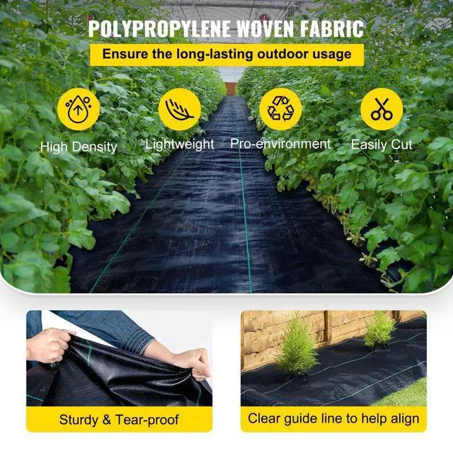 Alt view image 4 of 8 - VEVOR 20 Year 6'x 250' Weed-barrier Landscape Fabric 4.1-ounce Polypropylene Fabric