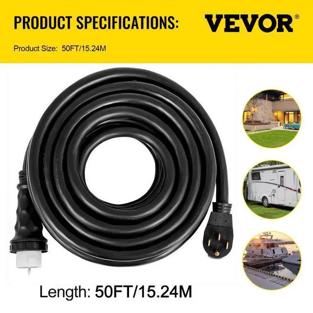 Alt view image 8 of 8 - VEVOR 50ft Generator Power Cord 50-amp 125/250-volt 14-50p To Cs6364 Locking Connector