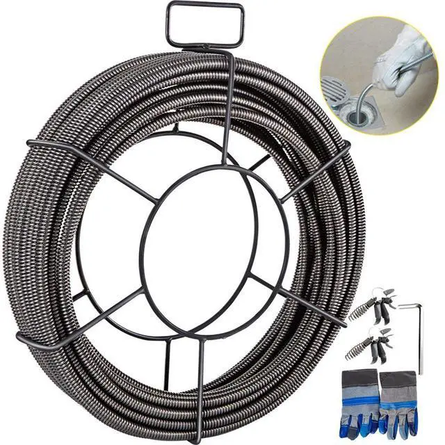 Alt view image 4 of 10 - VEVOR Drain Cable Sewer Cable 100' X 3/8'' Drain Cleaning Cable Auger Snake Pipe