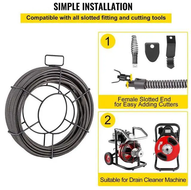 Alt view image 9 of 10 - VEVOR Drain Cable Sewer Cable 100' X 3/8'' Drain Cleaning Cable Auger Snake Pipe