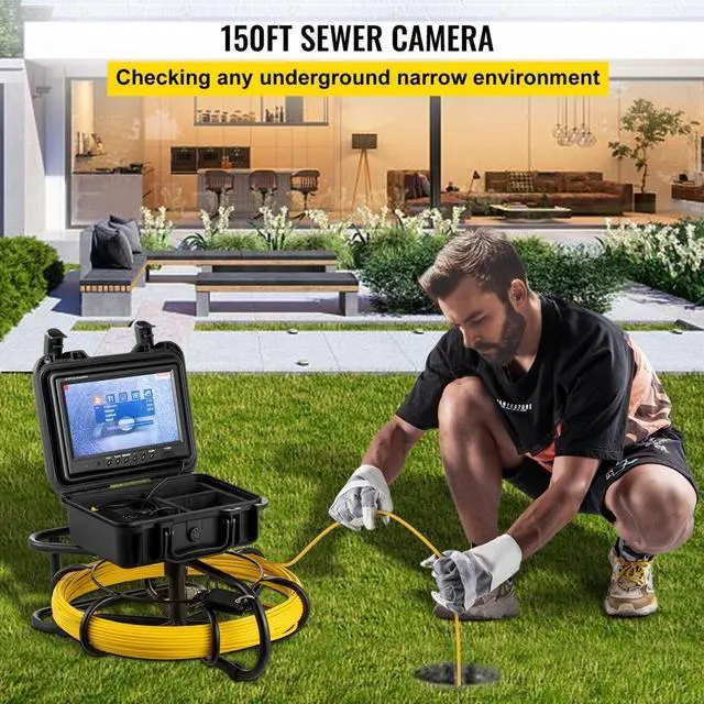 Alt view image 4 of 9 - VEVOR 150ft Pipe Inspection Camera HD 1200 TVL Drain Sewer Camera 9 in. LCD Monitor