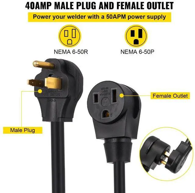 Alt view image 7 of 9 - VEVOR 25ft 50a 8/3 Welder Extension Cord 6-50p/6-50r -40°c To 90°c Outdoor Popular