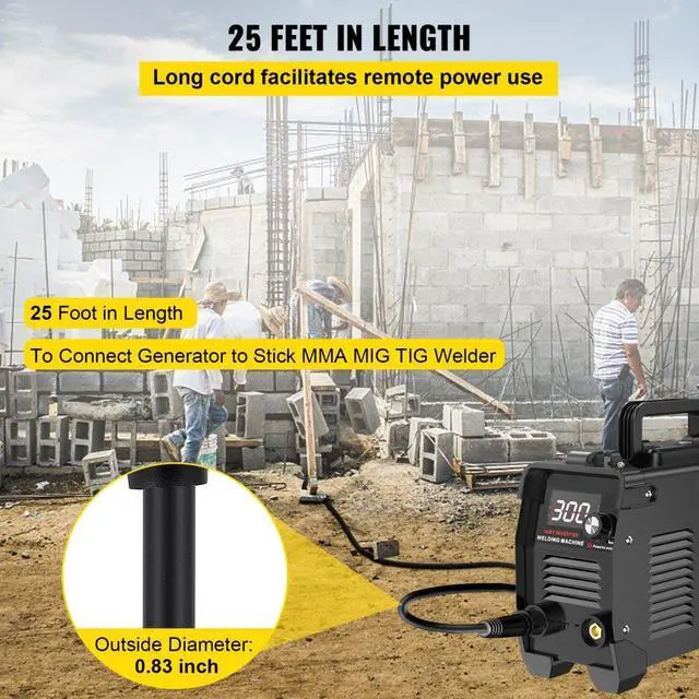 Alt view image 6 of 9 - VEVOR 25ft 50a 8/3 Welder Extension Cord 6-50p/6-50r -40°c To 90°c Outdoor Popular