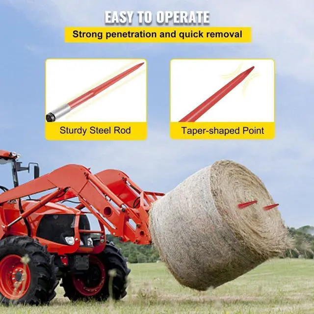 Alt view image 7 of 8 - VEVOR 2pcs 43" Square Hay Bale Spear 3000lbs Capacity Red Spike Fork 1 3/4" Wide