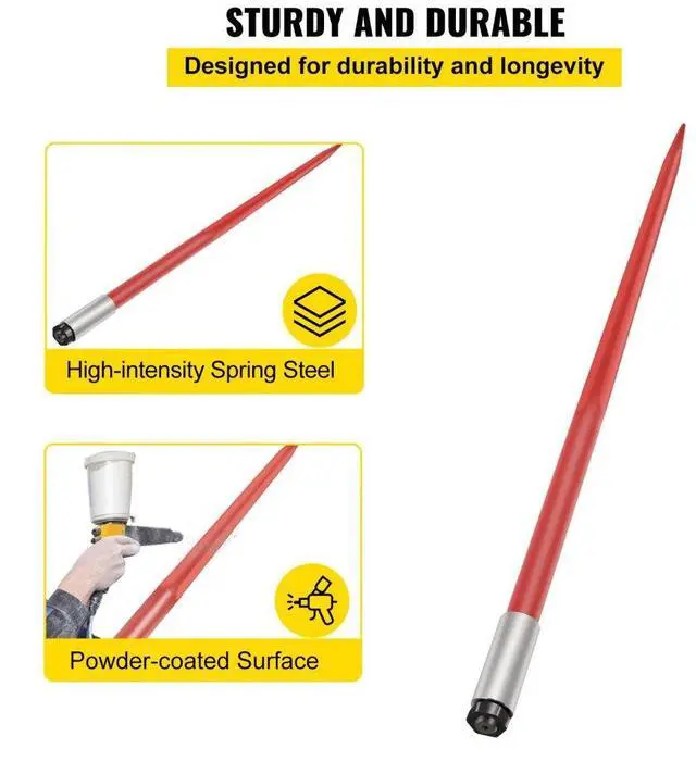 Alt view image 4 of 8 - VEVOR 49" Square HD Hay Bale Spear 4500 lb Capacity 1-3/4" Wide w/ Nut C3 Sleeve