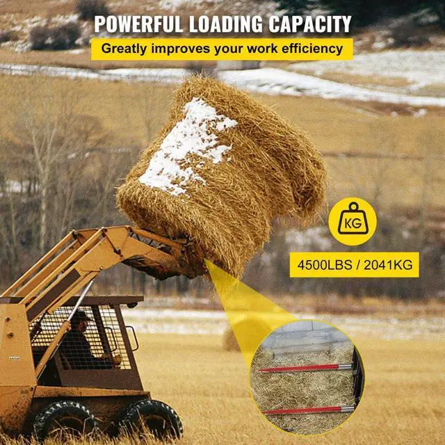 Alt view image 5 of 8 - VEVOR 49" Square HD Hay Bale Spear 4500 lb Capacity 1-3/4" Wide w/ Nut C3 Sleeve