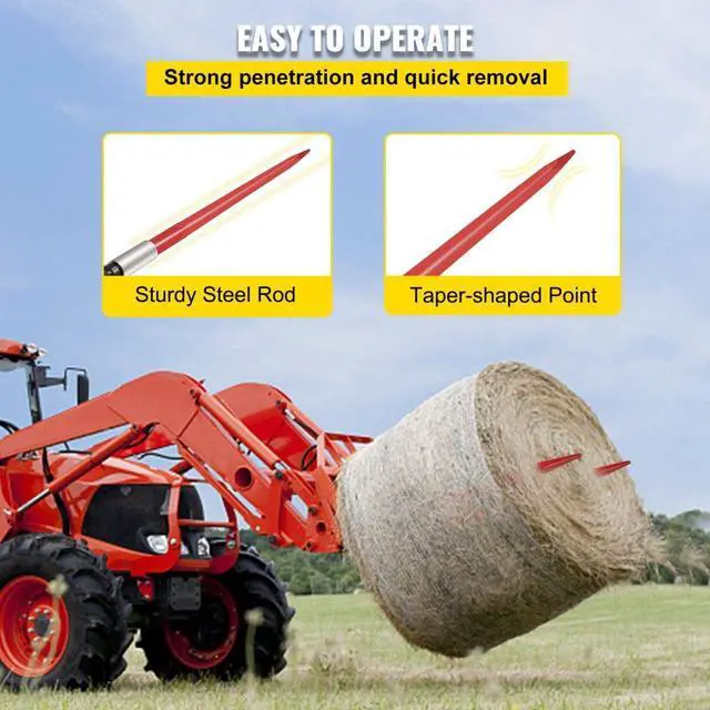 Alt view image 8 of 9 - VEVOR 2PCS 39" 3000 lbs Hay Spears Nut Sleeve Bale Spike Fork Tine pair Skidsteer