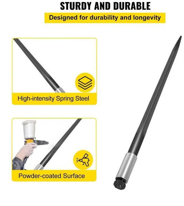 Alt view image 4 of 8 - VEVOR 39" 3600 lbs Capacity Square Hay Bale Spear Heavy Duty Black Tach Bobcat