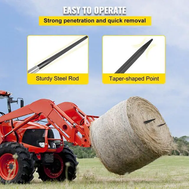 Alt view image 7 of 8 - VEVOR 39" 3600 lbs Capacity Square Hay Bale Spear Heavy Duty Black Tach Bobcat