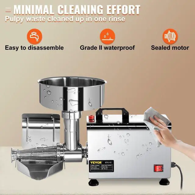 Alt view image 6 of 8 - VEVOR Electric Tomato Strainer Tomato Milling Machine Stainless Steel Tomato Grinder