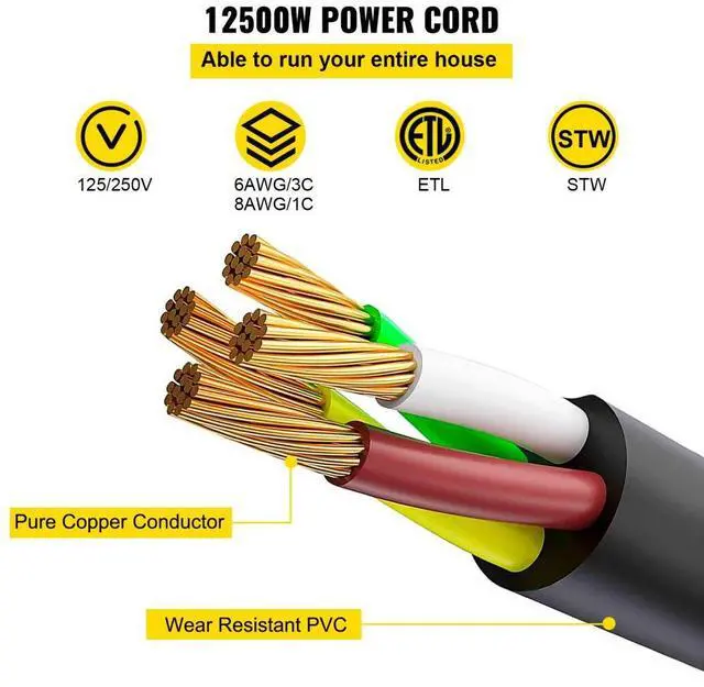 Alt view image 5 of 9 - VEVOR 30 Foot 50 Amp Rv Extension Cord Power Supply Cable 6 Awg For Motorhome Camper