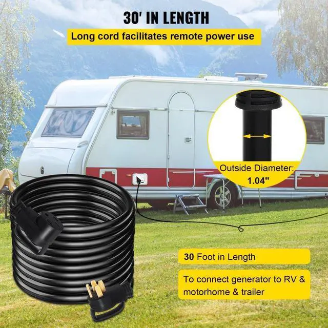 Alt view image 6 of 9 - VEVOR 30 Foot 50 Amp Rv Extension Cord Power Supply Cable 6 Awg For Motorhome Camper