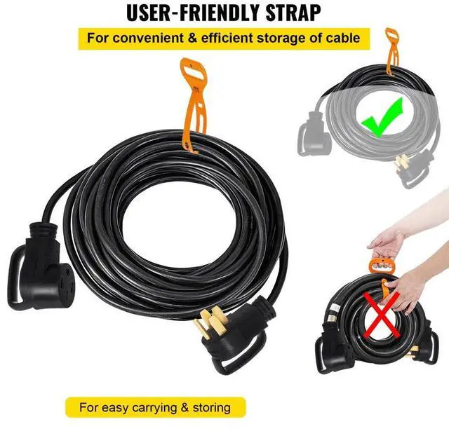 Alt view image 8 of 9 - VEVOR 30 Foot 50 Amp Rv Extension Cord Power Supply Cable 6 Awg For Motorhome Camper