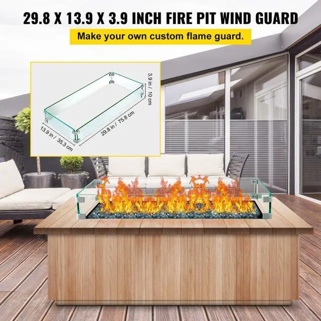Alt view image 7 of 12 - VEVOR Fire Pit Wind Flame Guard 30 X 13.6 Windscreen Fencing Tempered Glass 8 Mm
