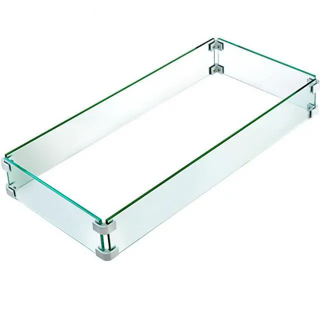 Alt view image 6 of 12 - VEVOR Fire Pit Wind Flame Guard 30 X 13.6 Windscreen Fencing Tempered Glass 8 Mm