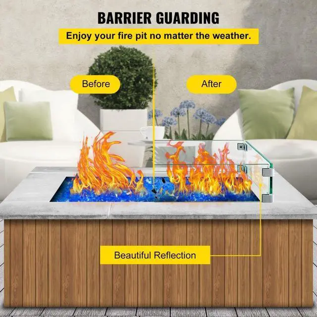 Alt view image 9 of 12 - VEVOR Fire Pit Wind Flame Guard 30 X 13.6 Windscreen Fencing Tempered Glass 8 Mm