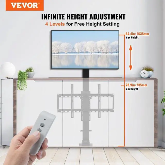 Alt view image 3 of 8 - VEVOR Tv Lift Motor For 37 ~ 65 Tvs Height Adjustable W/ Remote Controller