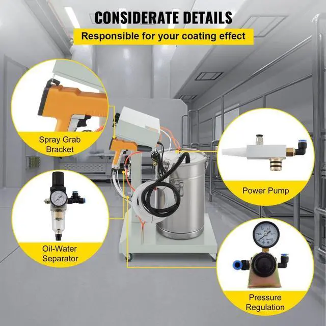 Alt view image 7 of 8 - VEVOR Powder Coating System Machine W/ Tank Spray Paint System 550g/min Wx-101 Diy