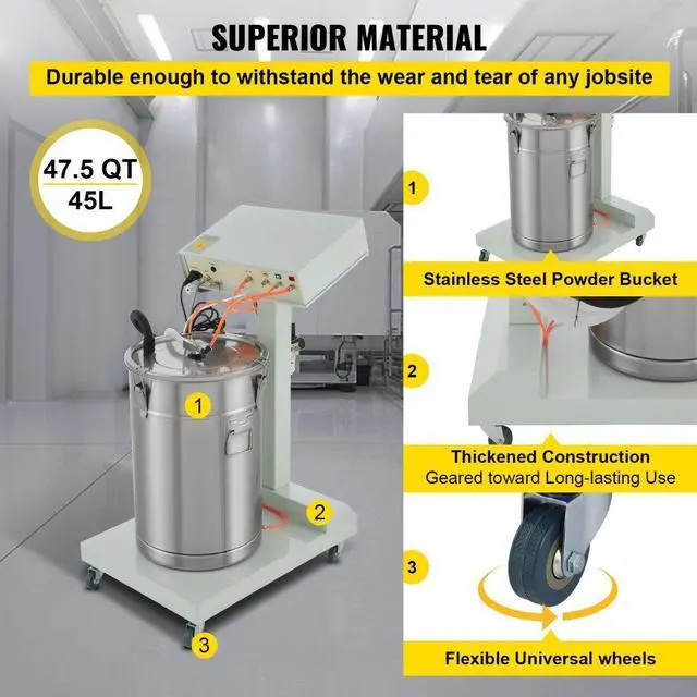Alt view image 6 of 8 - VEVOR Powder Coating System Machine W/ Tank Spray Paint System 550g/min Wx-101 Diy