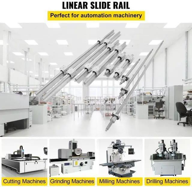 Alt view image 3 of 8 - VEVOR Us Sbr20 Linear Rail Set+3 Ball Screw Rm1605-350/650/1050+bk/bf12+coupler Cnc