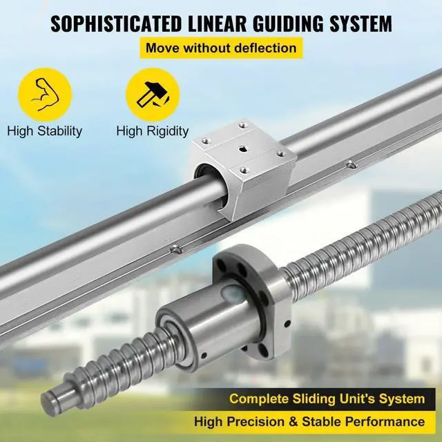Alt view image 5 of 8 - VEVOR Us Sbr20 Linear Rail Set+3 Ball Screw Rm1605-350/650/1050+bk/bf12+coupler Cnc