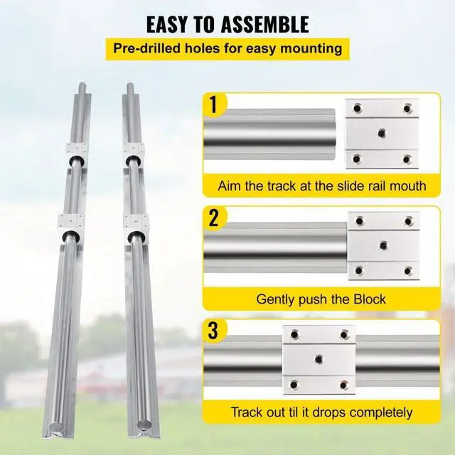 Alt view image 6 of 8 - VEVOR Us Sbr20 Linear Rail Set+3 Ball Screw Rm1605-350/650/1050+bk/bf12+coupler Cnc
