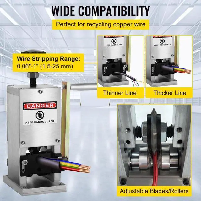 Alt view image 5 of 8 - VEVOR Manual Wire Stripping Machine Portable Scrap Cable Stripper Hand Crank Drill