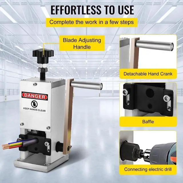 Alt view image 7 of 8 - VEVOR Manual Wire Stripping Machine Portable Scrap Cable Stripper Hand Crank Drill