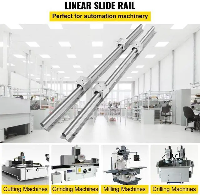 Alt view image 3 of 8 - VEVOR Sbr16-800mm 2x Linear Rail Set 4x Bearing Block Linear Rail Machinery 16mm