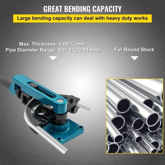 Alt view image 5 of 9 - VEVOR Pipe Bender, Manual Bench Bending Machine 3/8"-1" Tube Bender Set 7 Dies
